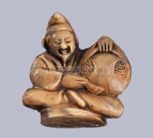 Antik japán faragott csont szobor, m: 3,5 cm