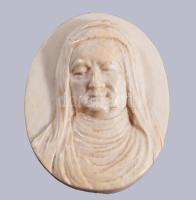 Antik elefántcsont kegytárgy medál, kis sérüléssel, 5,5x4,5 cm