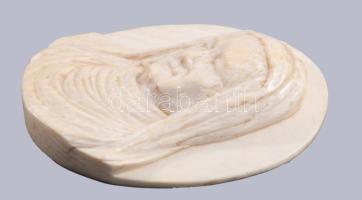 Antik elefántcsont kegytárgy medál, kis sérüléssel, 5,5x4,5 cm