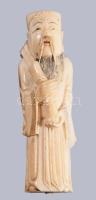 Okimono - Japán bölcs. cca 19. sz. vége, Japán, faragott elefántcsont, m: 9,5 cm