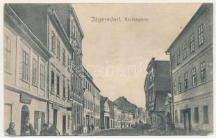 1915 Krnov, Jägerndorf; Bäckergasse / street view, shops (b)