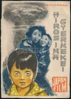 1955 Hirosima gyermekei, japán film, filmplakát, villamosplakát, papír, jelzés nélkül, Typopress, lapszéli egészen apró szakadásokkal, hajtásnyommal, gyűrődésekkel, 23x16,5 cm.