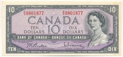 Kanada 1954. 10D átalakított haj, Szign: Beattie-Rasminsky, "P/V 9801877" T:AU Canada 1954. 10 Dollars, modified hair style, Sign: Beattie-Rasminsky, "P/V 9801877" C:AU Krause P#79b