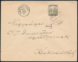 1918 Levél szükségportóval, "ESZTELNEK" - "KÉZDIVÁSÁRHELY"