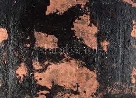 Wagner János (1936-2022): Sziklarajz. Akril, zománc, üvegapplikáció, vászon, jelezve jobbra lent: Wa...