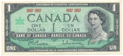 Kanada 1967. 1$ "1867 1967 Kanada 100 éves évfordulója" sorszám nélkül T:UNC Canada 1967. 1 Dollar "1867 1967 100th anniversary of Canada" without serial number C:UNC Krause P#60b