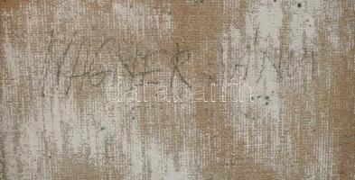 Wagner János (1936-2022): Színrács (cím nélkül). Akril, vászon, jelezve jobbra lent: Wagner. Hátolda...