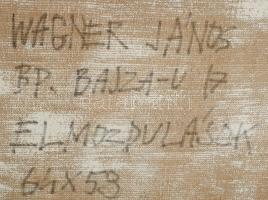 Wagner János (1936-2022): Elmozdulások. Akril, vászon, jelezve jobbra lent: Wagner. Hátoldalán autog...