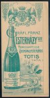 Gróf Esterházy Pezsgőgyár Tata számolócédula