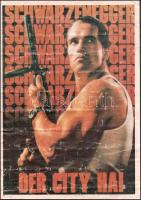 1987 Arnold Schwarzenegger, der City Hai, ofszet, papír, hajtásnyomokkal, gyűrődésekkel, 42x29,5 cm