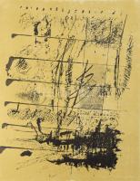 Wagner János (1936-2022): A festő naplója, 1970 körül. Litográfia, papír, jelezve jobbra lent: Wagner János, balra lent: A festő naplója (litográfia). 57×41 cm.