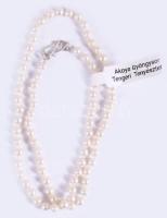 Akoya sósvizi gyöngysor nyaklánc, ezüst (Ag) kapoccsal, jelzett, h: 51 cm