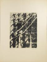 Wagner János (1936-2022): Mozgókép I, 1970-80 körül. Szitanyomat, papír, jelezve jobbra lent: Wagner János, balra lent: Mozgókép I (szita). Paszpartuban. 50×36 cm. Rendkívül ritka!