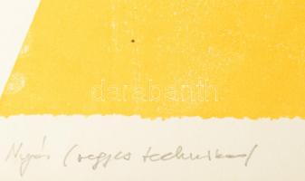 Wagner János (1936-2022): Nyár, 1976. Vegyes technika (sokszorosított grafika), papír, jelezve jobbr...