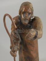 Szabolcs Péter (1942-): Pásztor. Bronz, talapzaton, jelzett, m: 36 cm