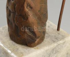 Szabolcs Péter (1942-): Pásztor. Bronz, talapzaton, jelzett, m: 36 cm