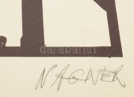 Wagner János (1936-2022): Életrajz, 1974 körül. Szitanyomat, papír, jelezve jobbra lent: Wagner. Hát...