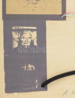 Wagner János (1936-2022): A történet folytatása. Szitanyomat, kollázs, papír, jelezve jobbra lent: W...