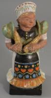 Bogdán M. jelzéssel: Lány kukoricával. cca 1930, mázas kerámia, jelzett, sérüléssel, m: 17,5 cm