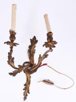 Szecessziós aranyozott bronz falikar, h: 55 cm