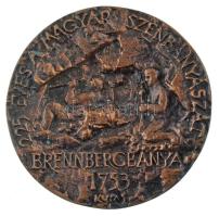 Kutas László (1936-) 1978. "225 éves a Magyar Szénbányászat - Brennbergbánya 1753 / Magyar Szénbányászati Tröszt" kétoldalas bronz emlékérem (70mm) T:XF patina