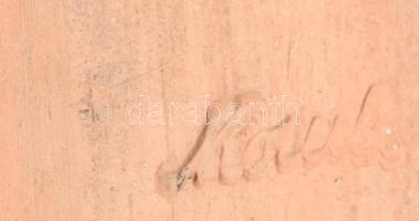 Komlós Kerámia Budapest gyermekfigurás könyvtámasz, jelzett, felületi sérüléssel, 15x15 cm