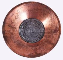 Magyarcsák Mária: Dísztál. Jelzett, iparművész réz és fém, d: 24 cm