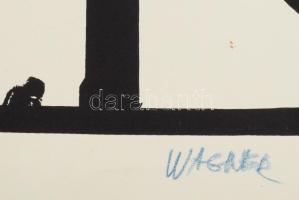 Wagner János (1936-2022): Életrajz II (cím nélkül). Szitanyomat, papír, jelezve jobbra lent: Wagner....