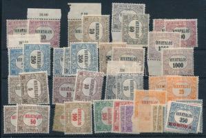 1921/1924 Hivatalos bélyegek több példányokban, közte 3-as lyukasztások, stecklapon