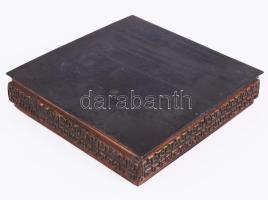 Mészáros jelzéssel, retró fém doboz, fabetéttel, 11,5x11,5 cm