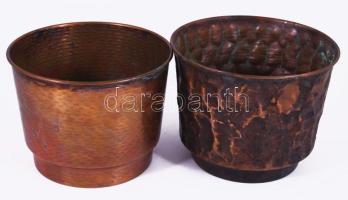 2 darab iparművész réz kaspó, m: 12-13 cm