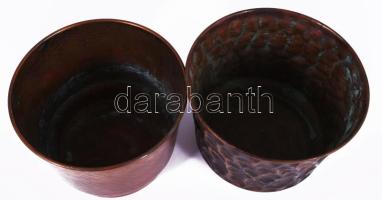 2 darab iparművész réz kaspó, m: 12-13 cm