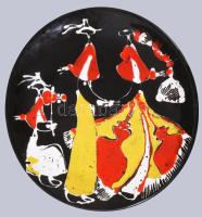 Holló Katalin által készített 2 darab falitányér. Jelzés nélkül, kis mázhibával, d: 29,5 cm