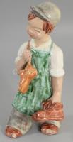 H. Ráhmer Mária (1911-1998): Cipészfiú, festett mázas kerámia, jelzett, hibátlan, m: 24 cm