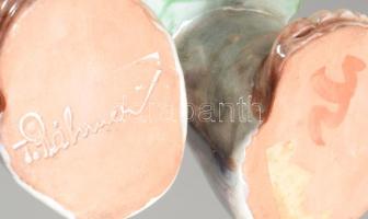 H. Ráhmer Mária (1911-1998): Cipészfiú, festett mázas kerámia, jelzett, hibátlan, m: 24 cm