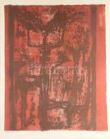 Wagner János (1936-2022): Cantata profana I., 1970 körül. Litográfia, papír, jelezve jobbra lent: Wagner János, balra lent: Cantata profana I. Paszpartuban. 66×54 cm. Rendkívül ritka!