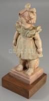 Marjay György: Kislány labdával. Festett gipsz, 1948, jelzett, kis sérüléssel, m: 25,5 cm