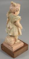 Marjay György: Kislány labdával. Festett gipsz, 1948, jelzett, kis sérüléssel, m: 25,5 cm