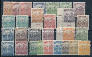 1920/1924 Arató sor 27 klf értéke, benne 3-as lyukasztások is, stecklapon