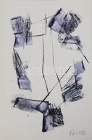 Wagner János (1936-2022): Összefüggő formák I. (cím nélkül). Akril, papír, jelezve jobbra lent: Wagner. 50×35 cm.