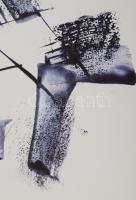 Wagner János (1936-2022): Összefüggő formák I. (cím nélkül). Akril, papír, jelezve jobbra lent: Wagn...