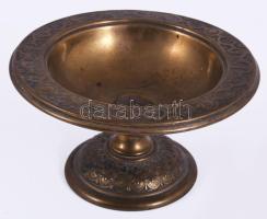 Antik réz talpas érmetároló, d: 11,5 cm, m: 7 cm