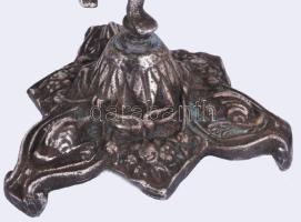 Antik ón puttó figurás kétágú gyertyatartó, m: 29 cm