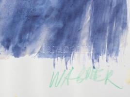 Wagner János (1936-2022): Hasadó fény I.. Akvarell, papír, jelezve jobbra lent: Wagner. Hátoldalán a...