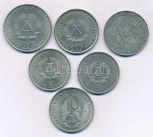 Német Demokratikus Köztársaság 1971-1975. 5M-20M forgalmi emlékpénzek (6xklf) T:AU,XF patina German Democratic Republic 1971-1975. 5 Mark - 20 Mark circulating commemorative coins (6xdiff) C:AU,XF patina