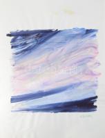 Wagner János (1936-2022): Hasadó fény II.. Akvarell, papír, jelezve jobbra lent: Wagner. Hátoldalán autográf felirattal. 43×44 cm.