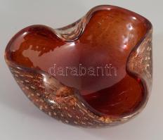 Olasz design kristály tál, aranycsepp dízsítéssel. Anyagában szenezett, díszített. Jelzett, hibátlan- 15 cm