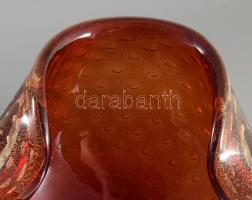 Olasz design kristály tál, aranycsepp dízsítéssel. Anyagában szenezett, díszített. Jelzett, hibátlan...