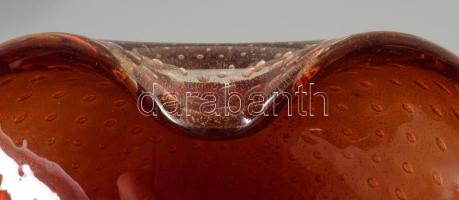 Olasz design kristály tál, aranycsepp dízsítéssel. Anyagában szenezett, díszített. Jelzett, hibátlan...