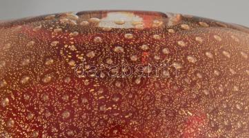 Olasz design kristály tál, aranycsepp dízsítéssel. Anyagában szenezett, díszített. Jelzett, hibátlan...